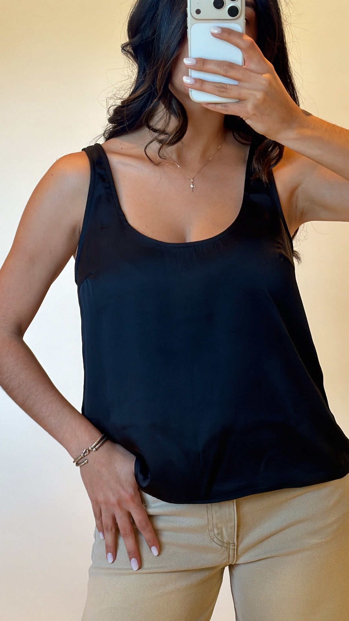 Sleeveless Satin Tank Top
