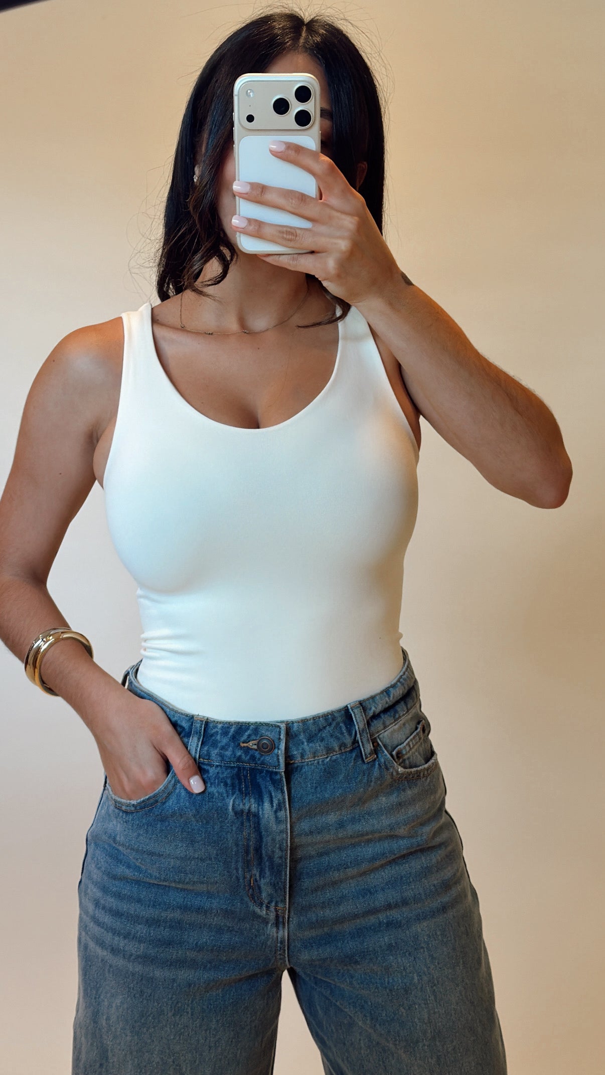 Ivory Double Layered Bodysuit - FINAL SALE