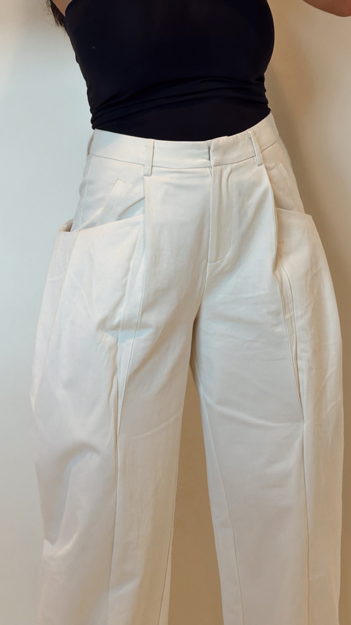 Cotton Barrel-Leg Trousers