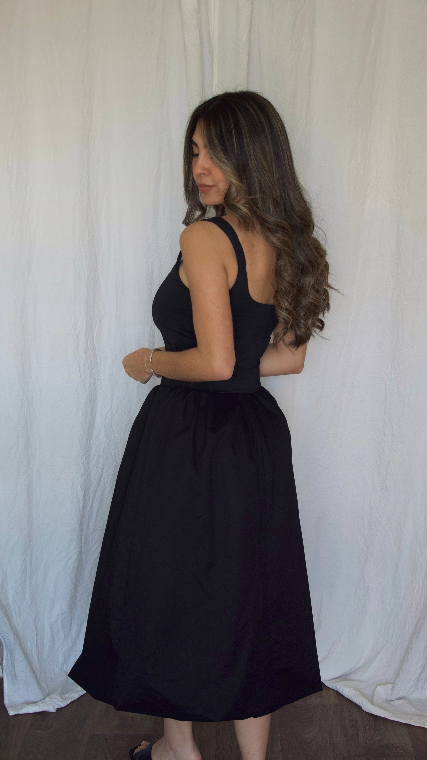 Bustier Top Ballon Midi Dress