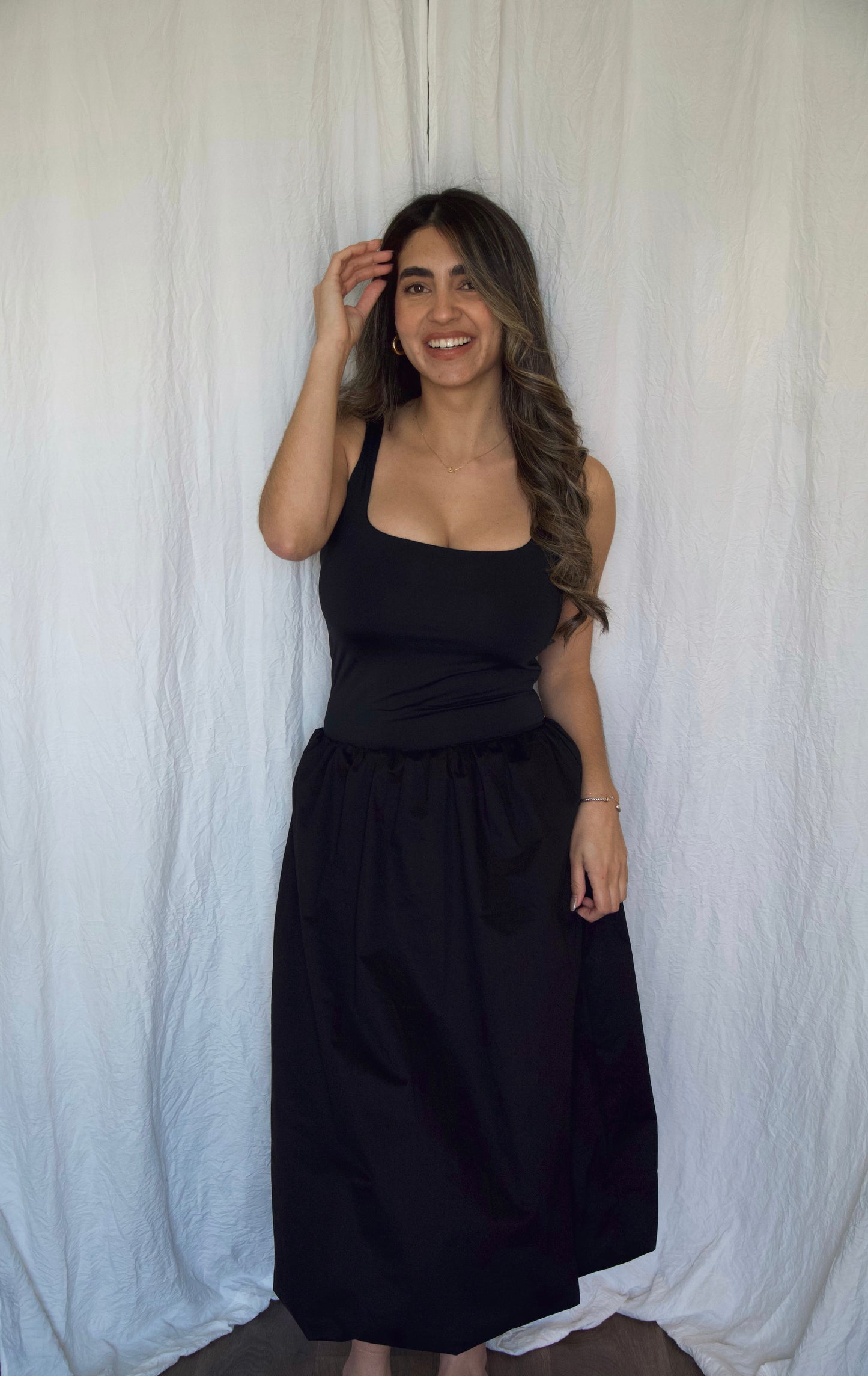 Bustier Top Ballon Midi Dress