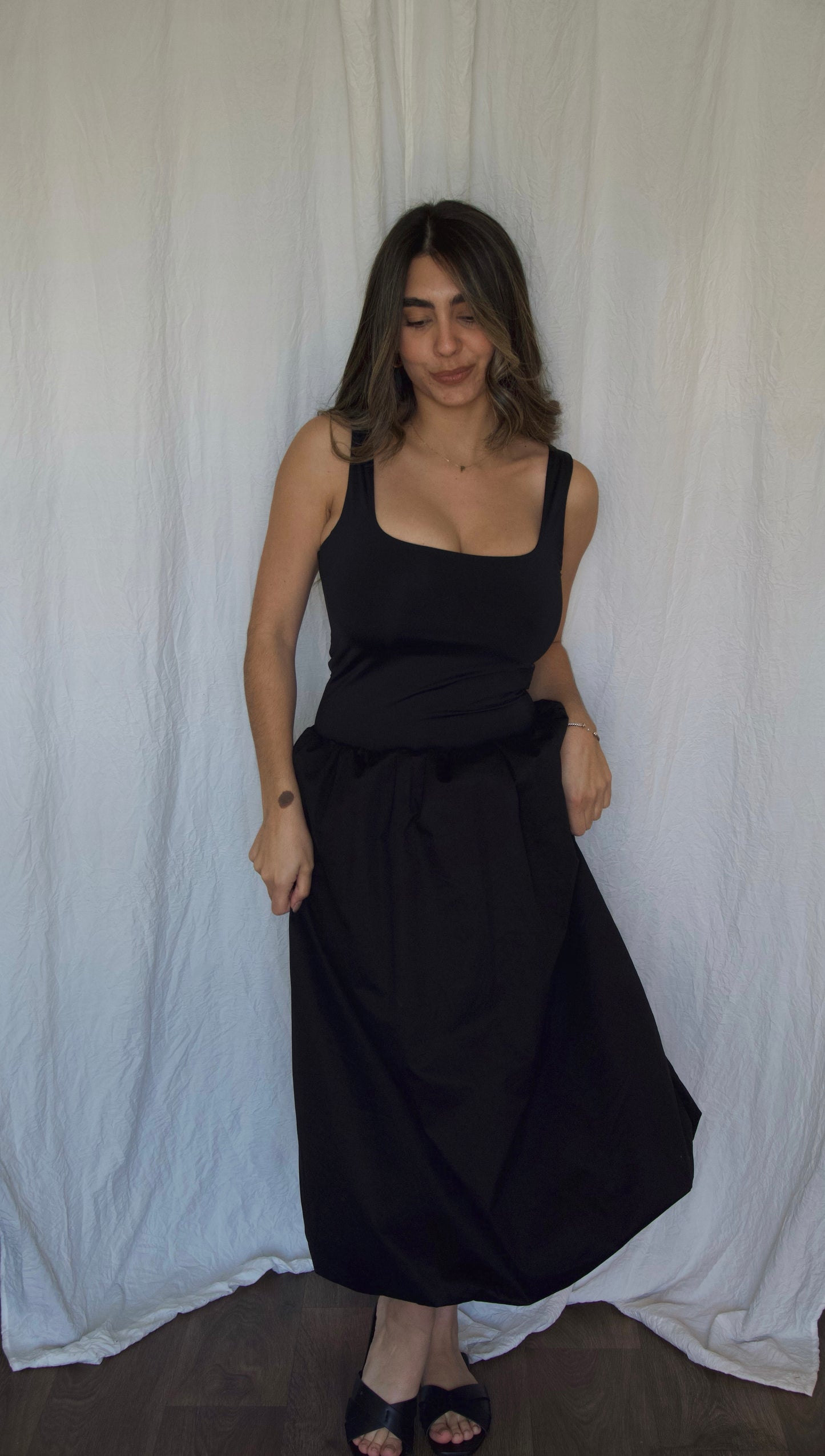Bustier Top Ballon Midi Dress