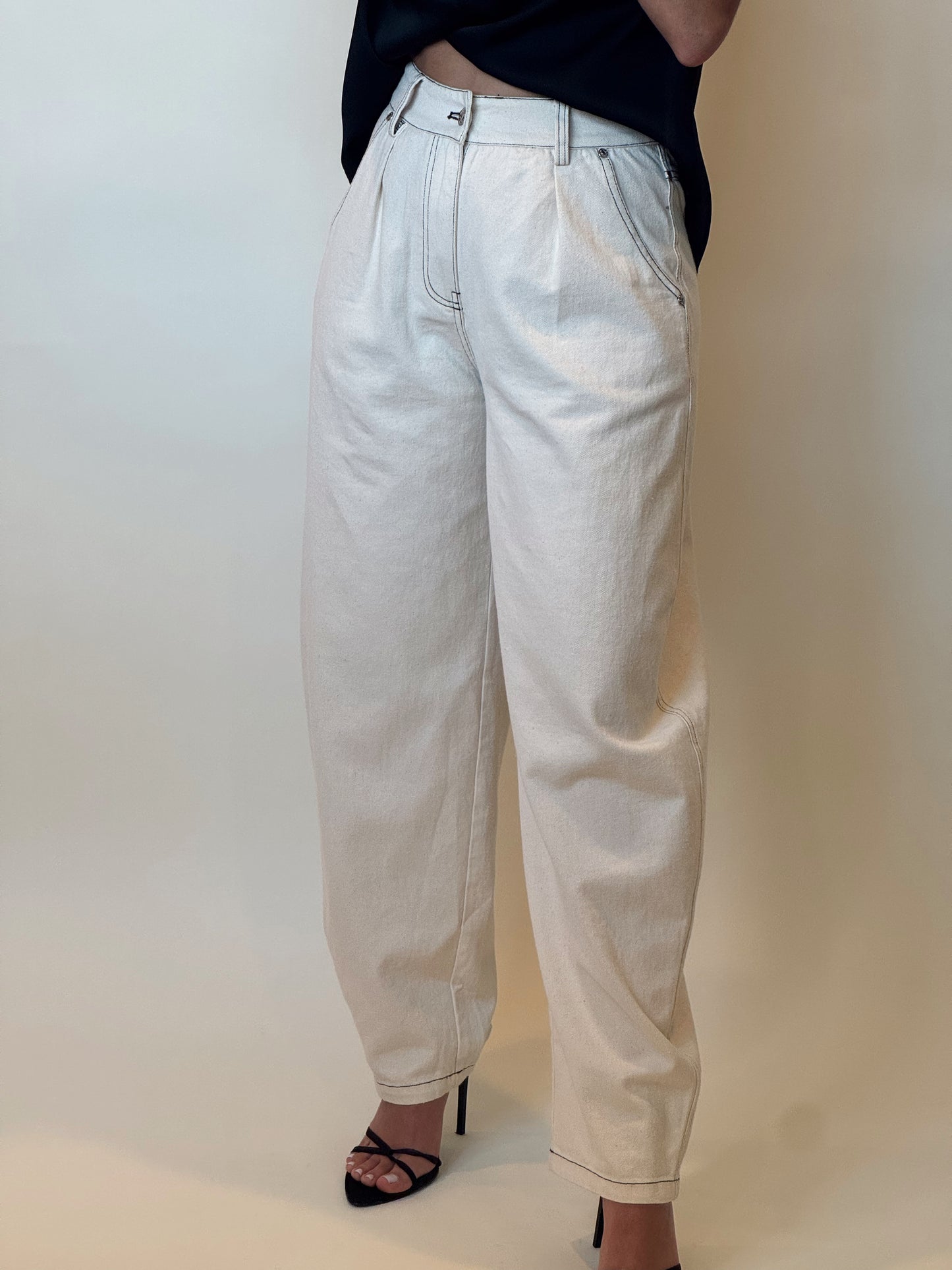 Soft Cotton Barrel Leg Pants