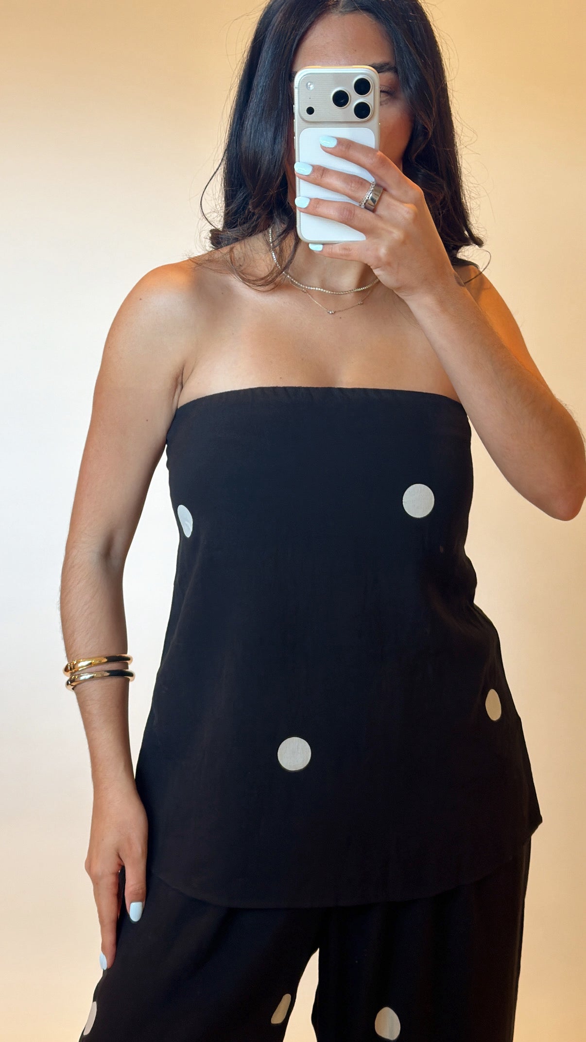 Polka Dot Tube Top & Wide Leg Pant Set
