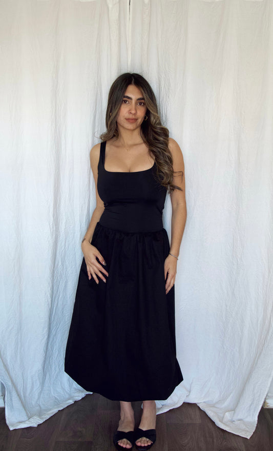 Bustier Top Ballon Midi Dress