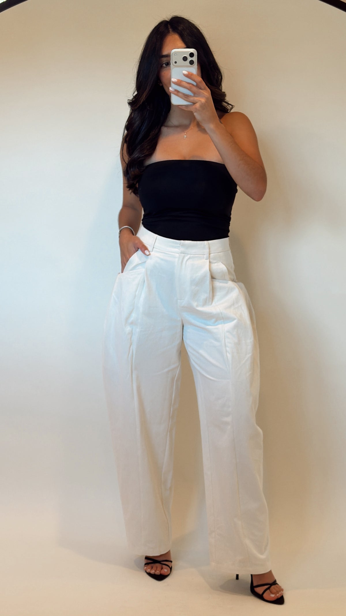 Cotton Barrel-Leg Trousers