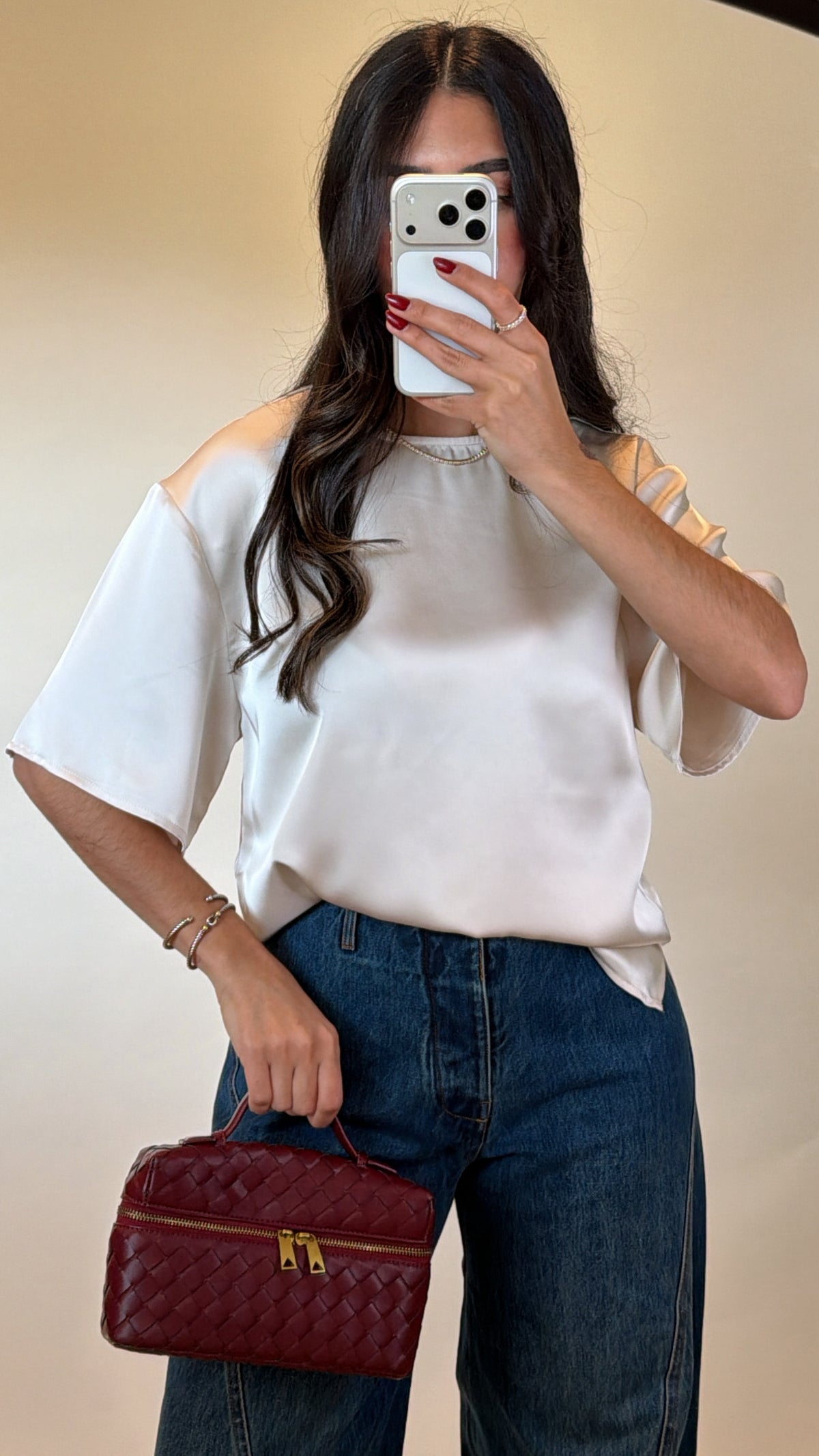 Satin Crew Neck Blouse- Non Returnable