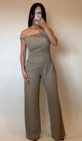 Maré Asymmetrical One-Shoulder Set Light Olive