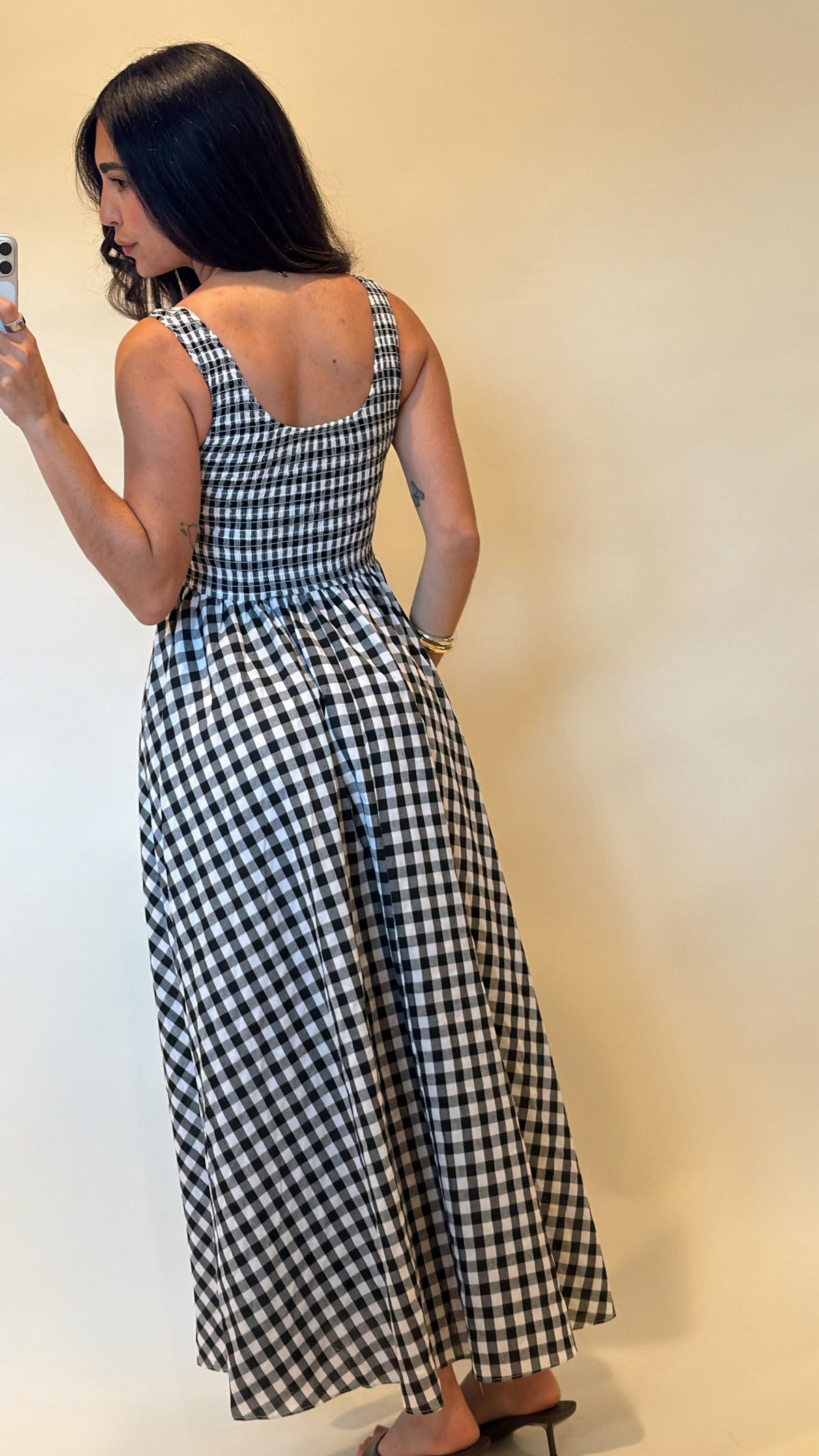 Maren Gingham Smocked Maxi Dress