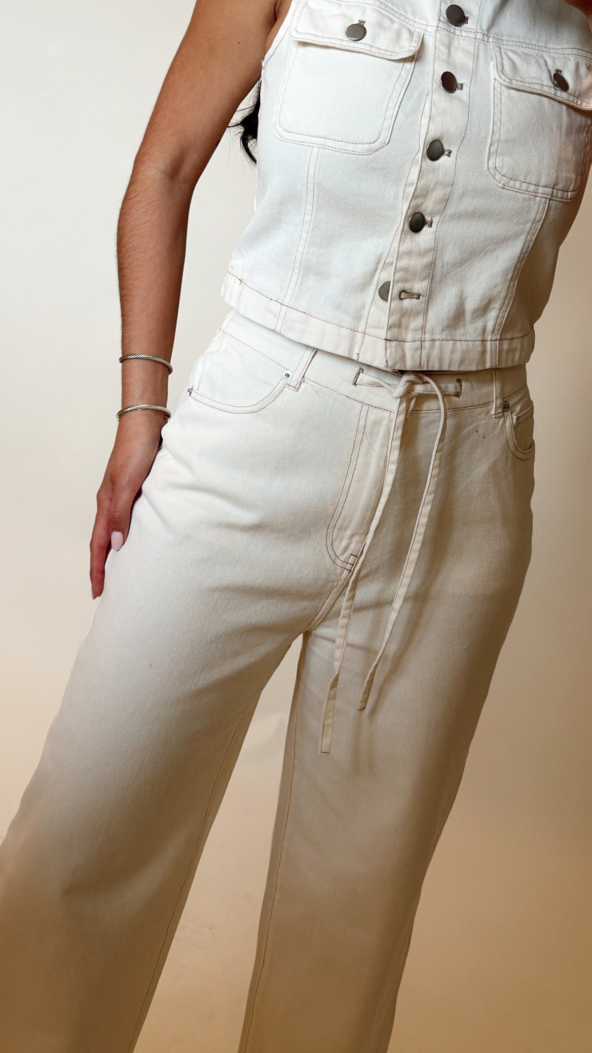 Drawstring Detail Denim Pants