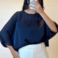 Navy Elegance Satin Blouse