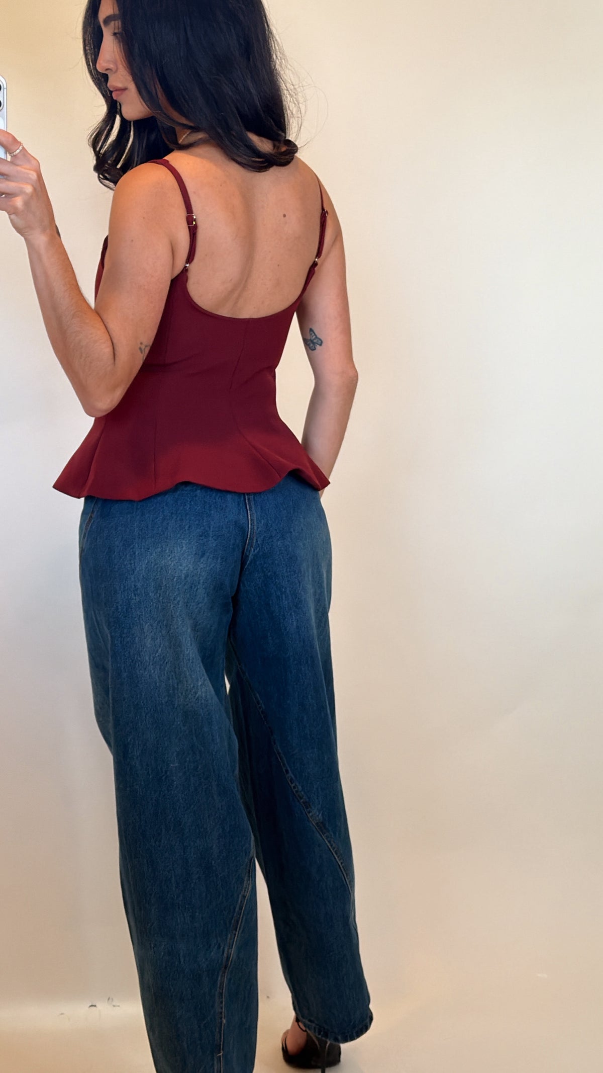 Burgundy Peplum Top
