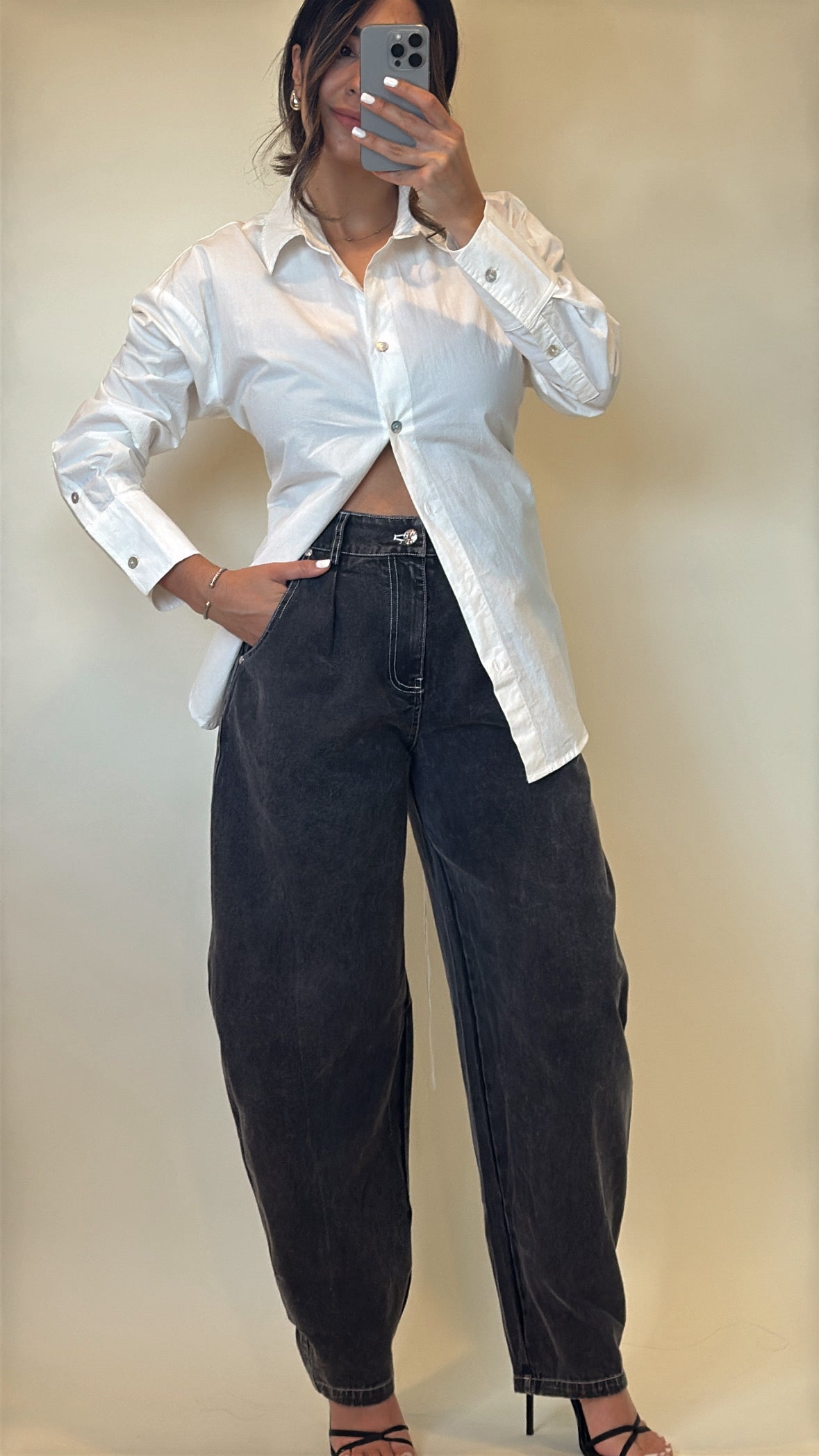 Seaside Cotton Barrel Pant Black