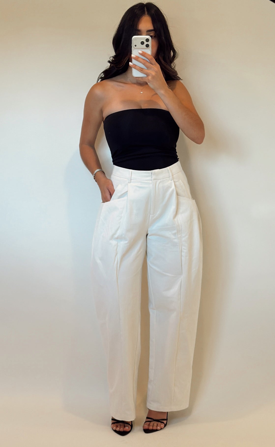 Cotton Barrel-Leg Trousers