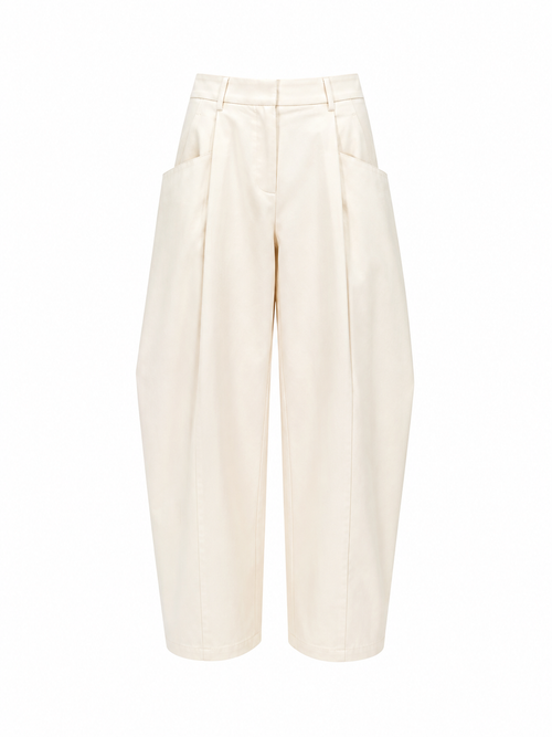 Cotton Barrel-Leg Trousers