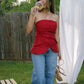 Cherry Linen Top