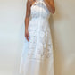 White Lace High Neck Midi Dress