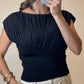 Knitted & Mesh Shoulder Pad Top