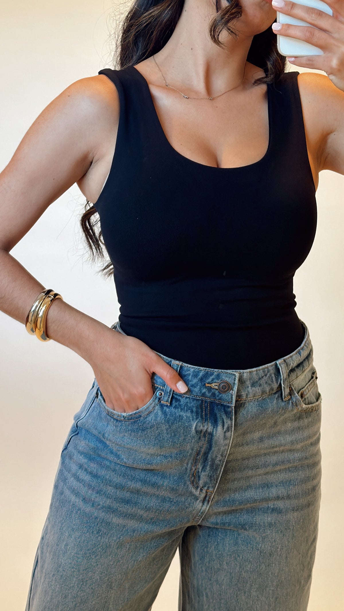 Black Double Layered Bodysuit - FINAL SALE