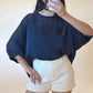 Navy Elegance Satin Blouse