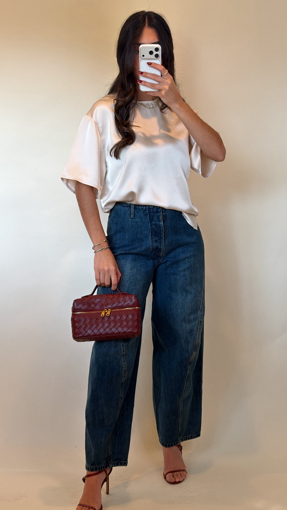 Satin Crew Neck Blouse- Non Returnable