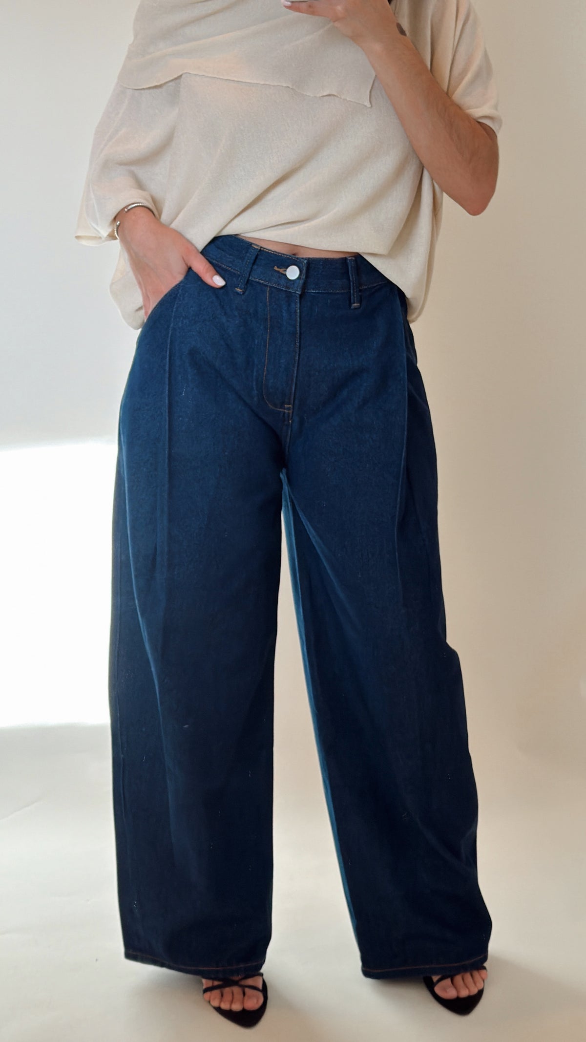 Modern Pleat Denim Pants