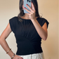 Knitted & Mesh Shoulder Pad Top