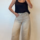 Folded Waist Distressed Baggy Jeans