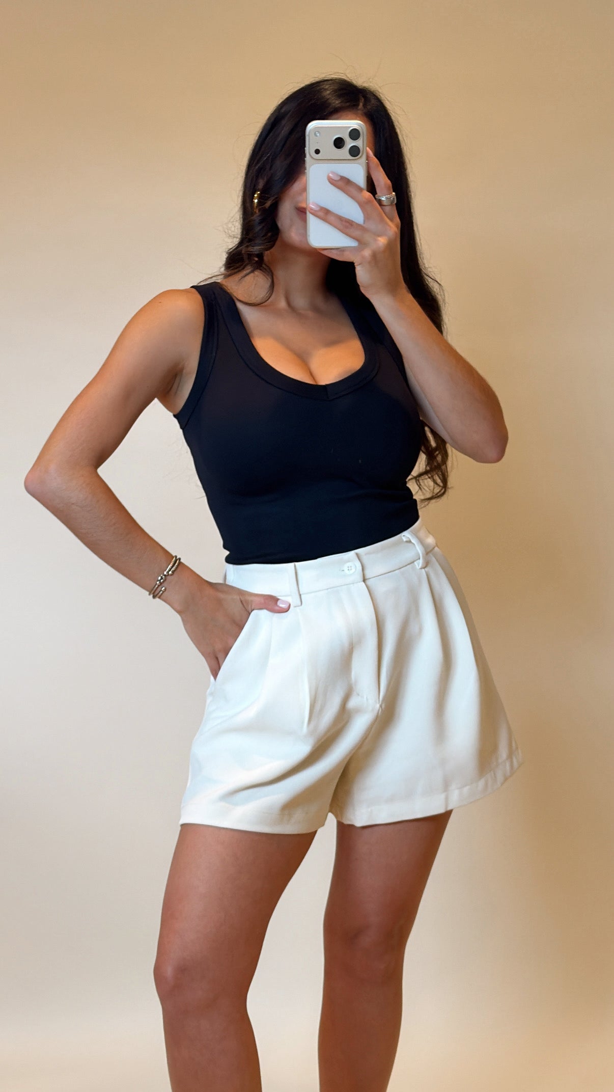 V-Neck Ribbed Tank Black