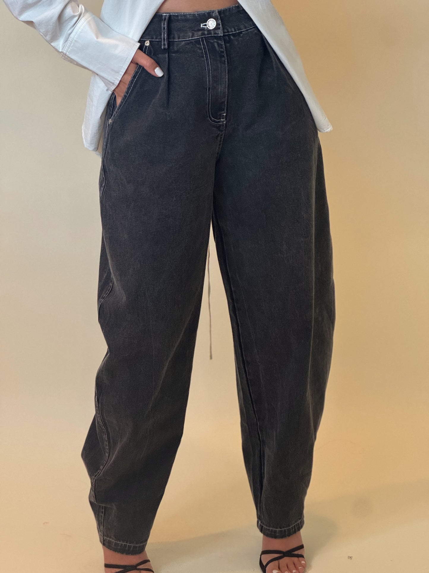 Seaside Cotton Barrel Pant Black