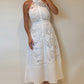 White Lace High Neck Midi Dress