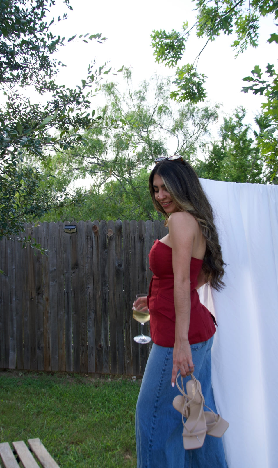 Cherry Linen Top