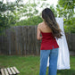 Cherry Linen Top