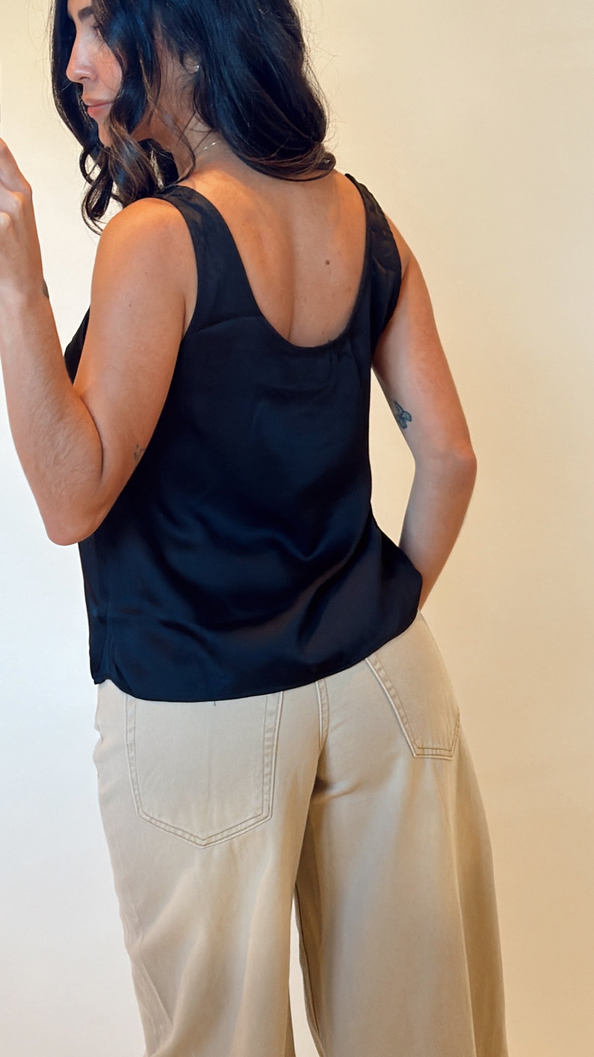 Sleeveless Satin Tank Top