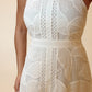 White Lace High Neck Midi Dress