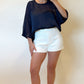 Navy Elegance Satin Blouse