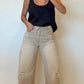 Folded Waist Distressed Baggy Jeans