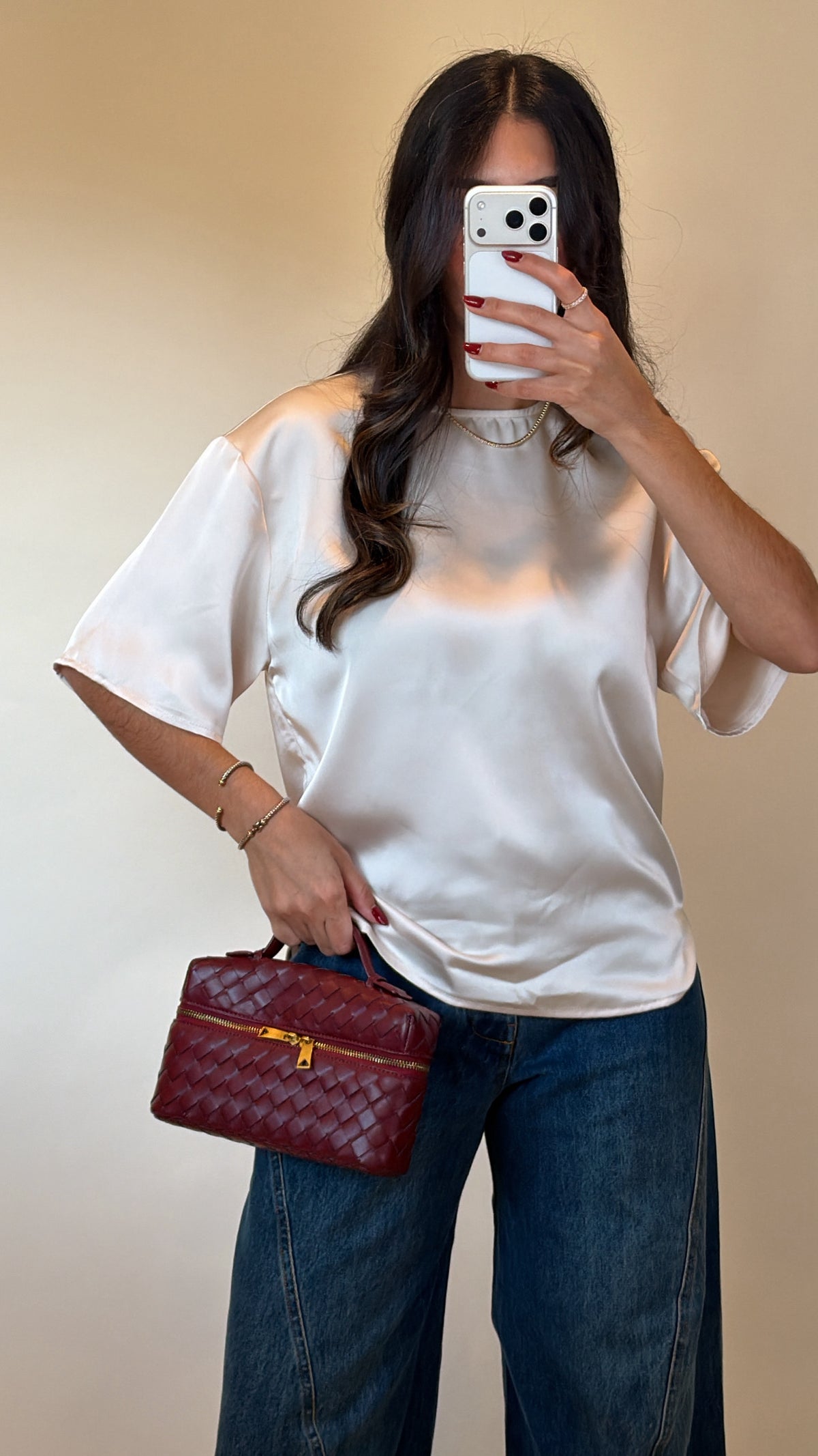 Satin Crew Neck Blouse- Non Returnable