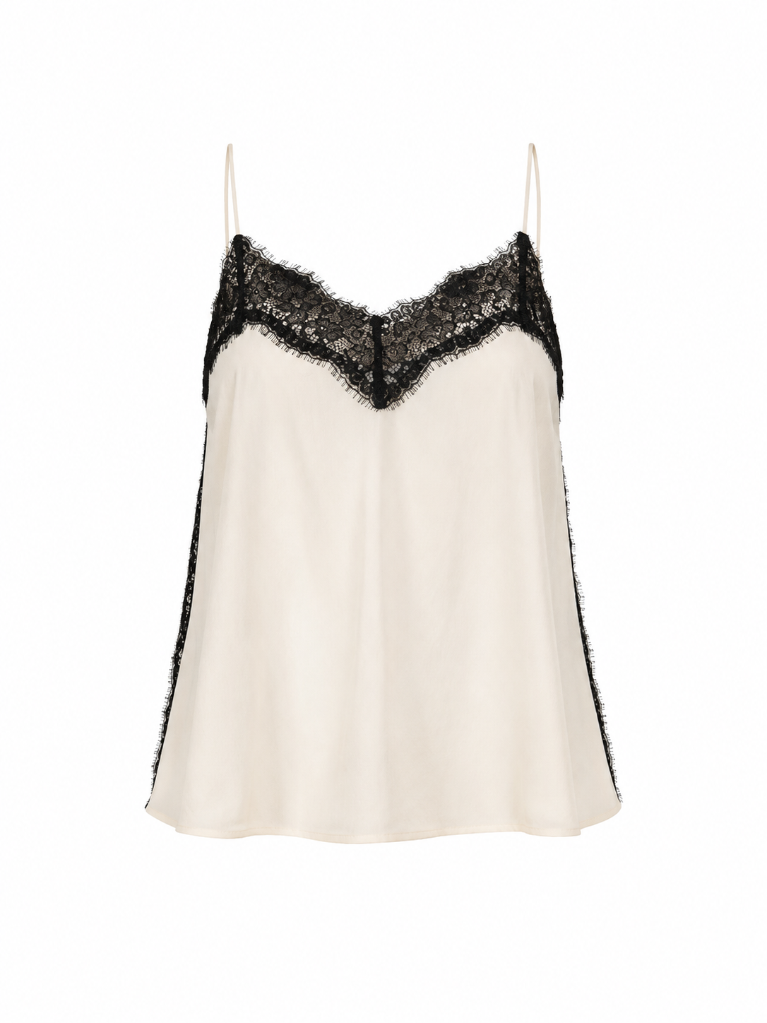 Lace Trim Silk Top
