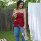 Cherry Linen Top