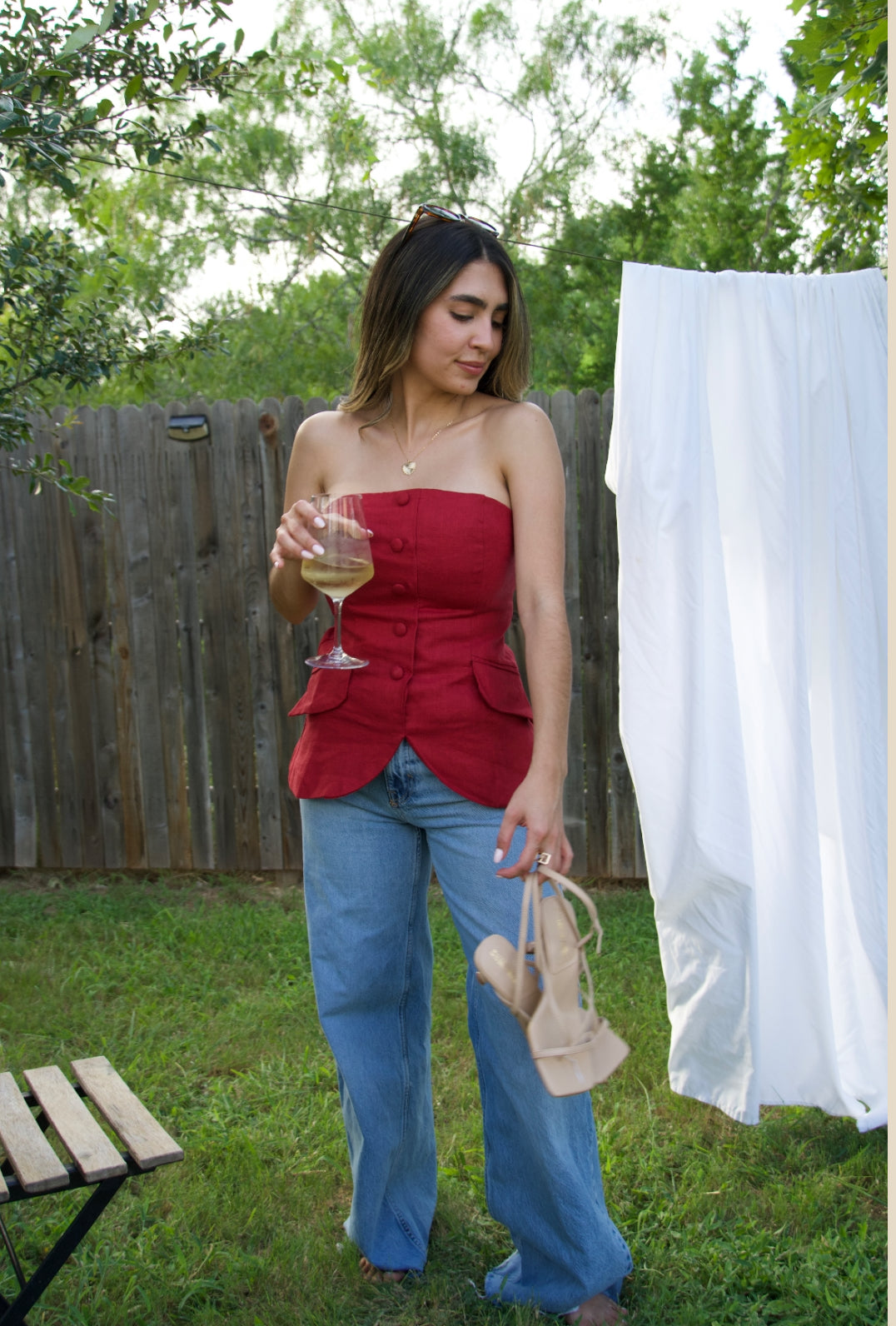 Cherry Linen Top