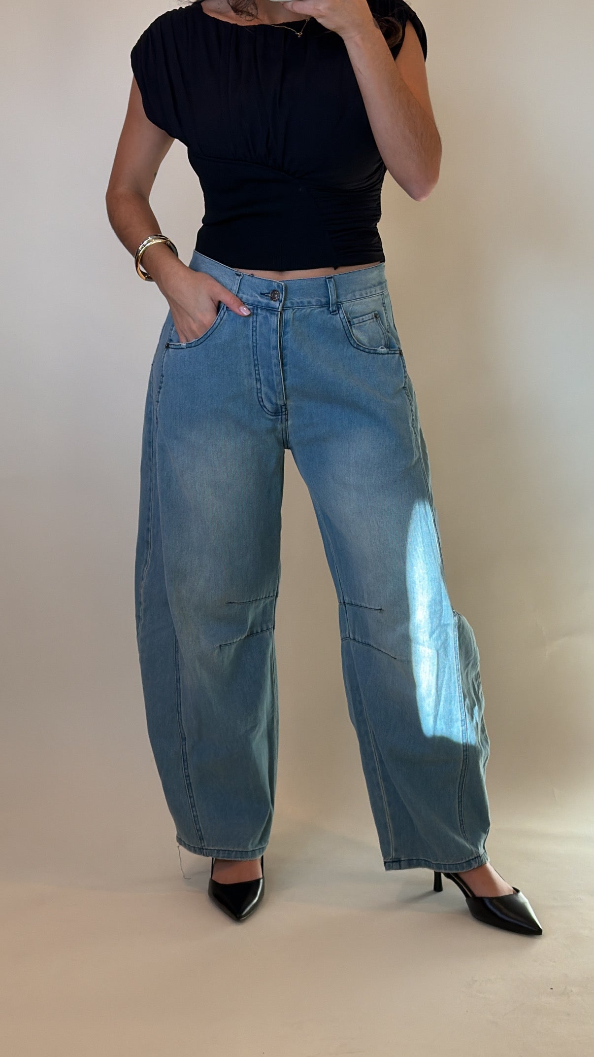 Alanis Low Rise  Barrel Jeans-FINAL SALE