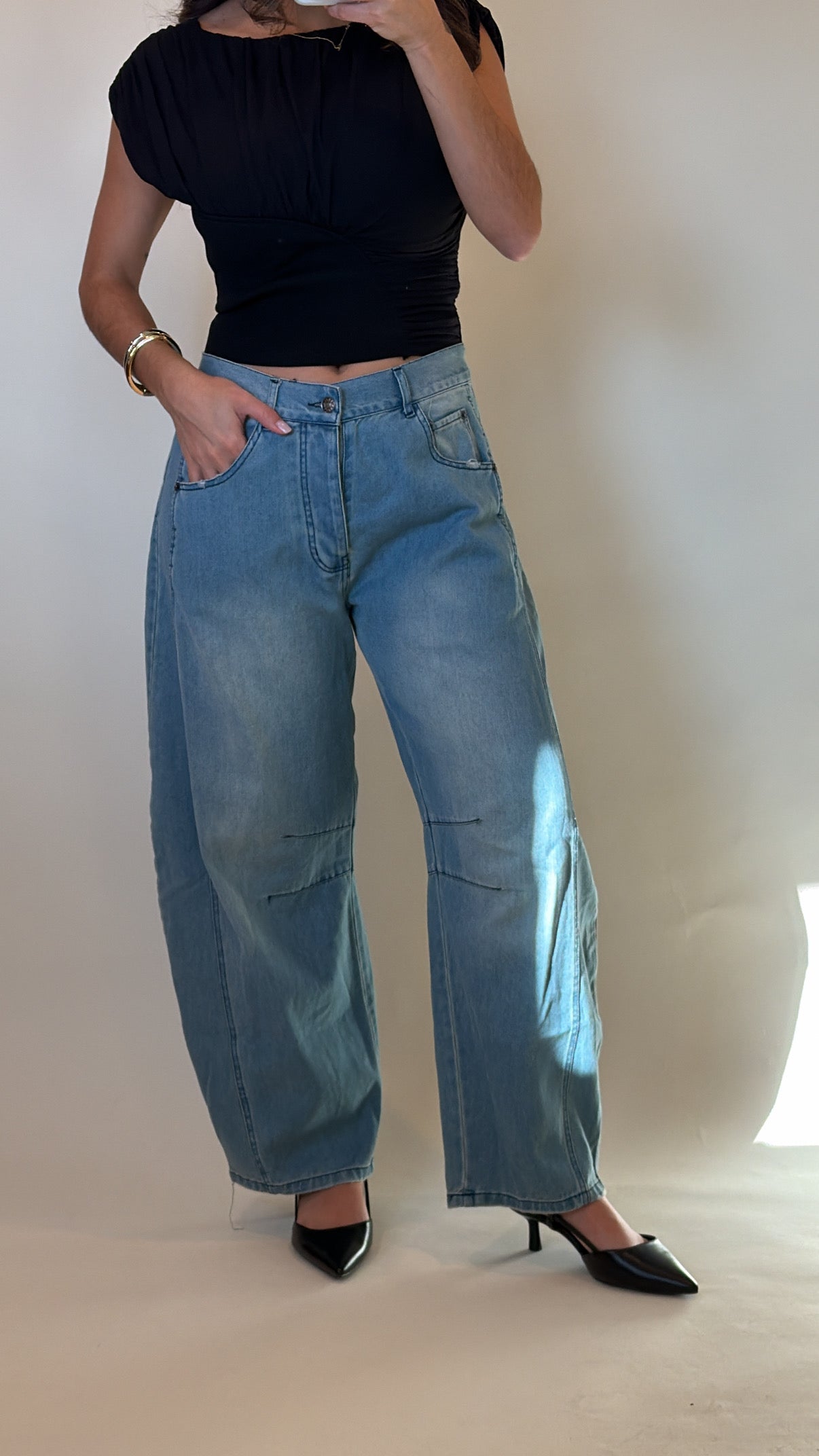 Alanis Low Rise  Barrel Jeans-FINAL SALE