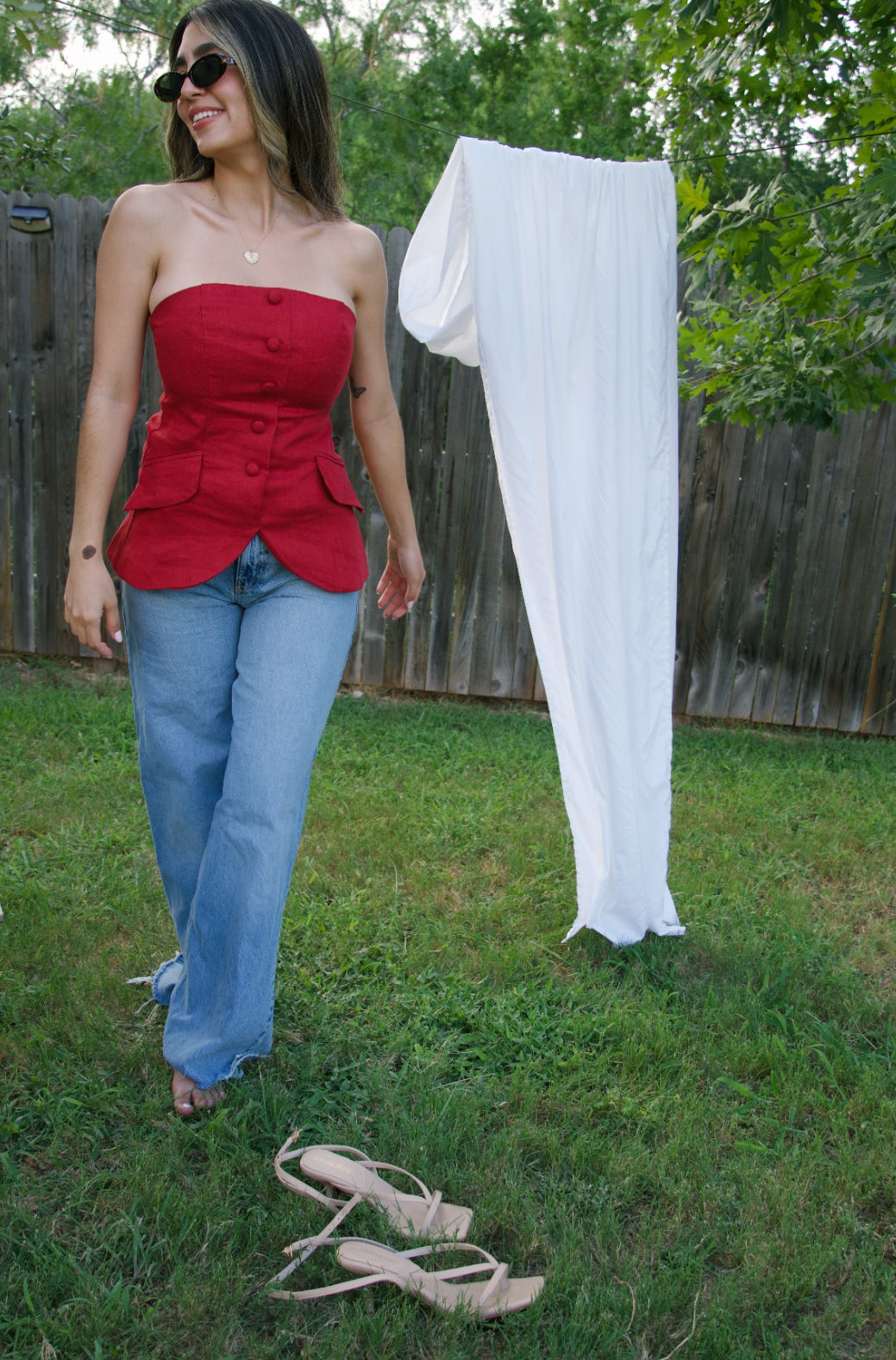 Cherry Linen Top