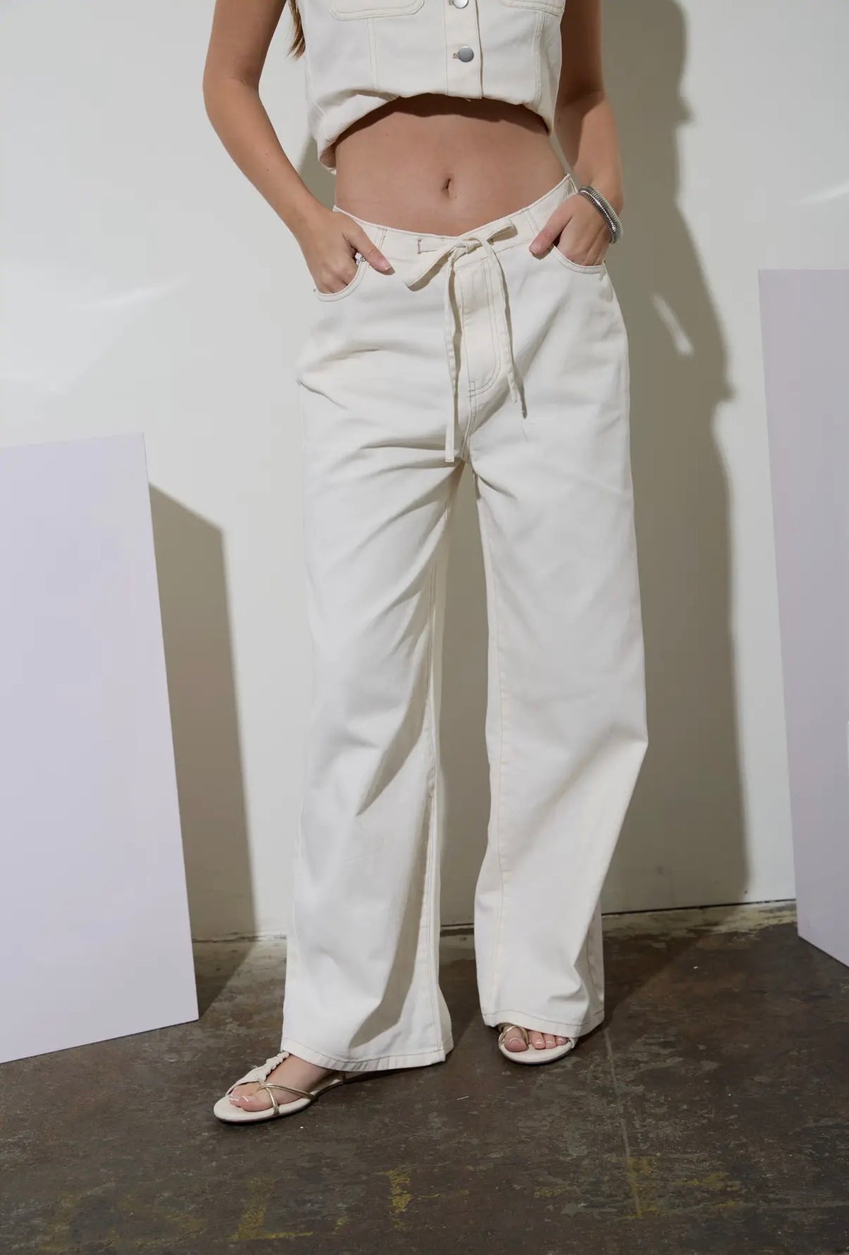 Drawstring Detail Denim Pants