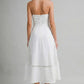 White Lace High Neck Midi Dress