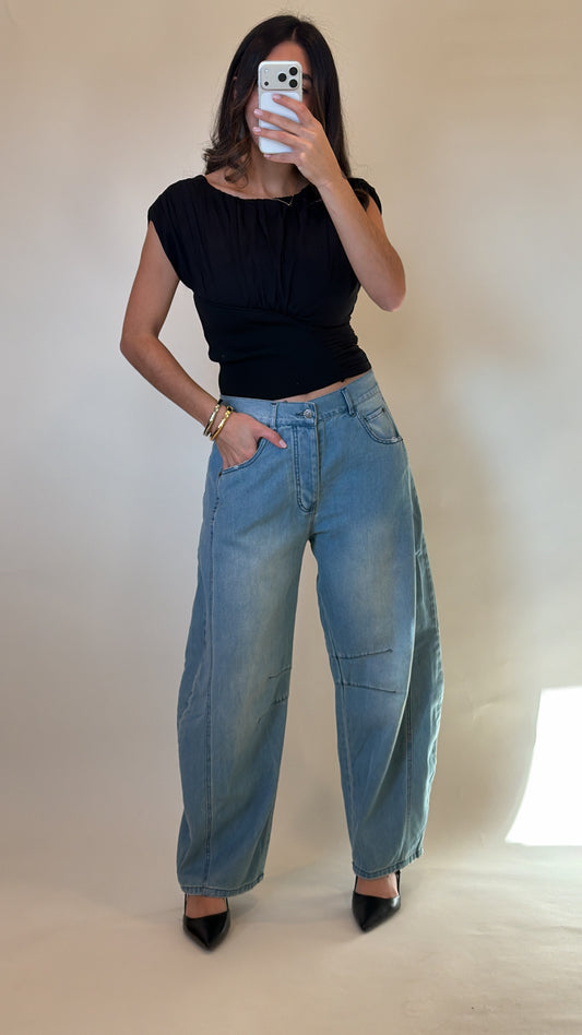 Alanis Low Rise  Barrel Jeans-FINAL SALE