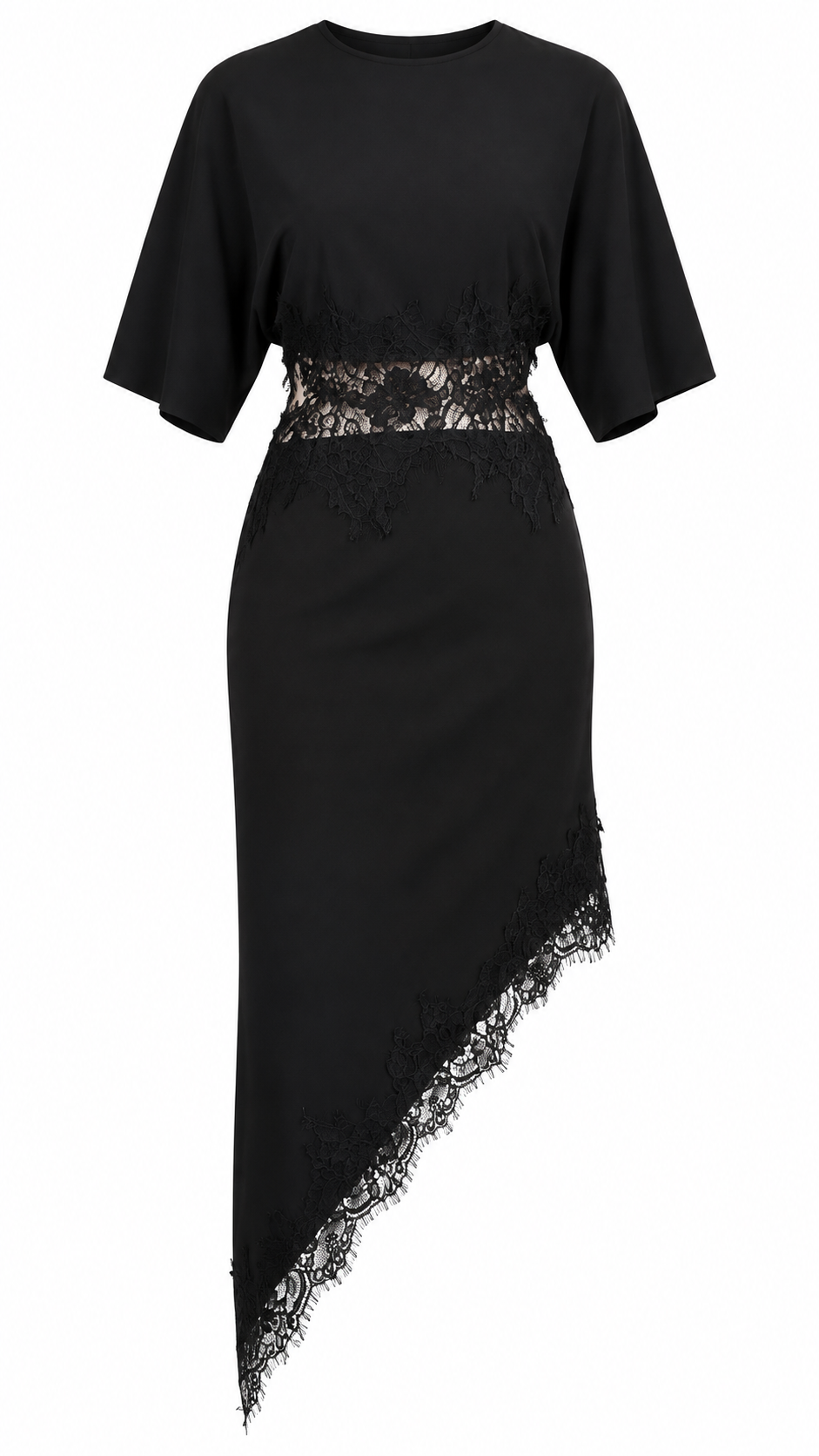 Cape Sleeve Lace Midi Dress