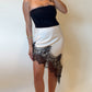 Contrast Lace Asymmetrical Satin Skirt