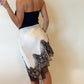 Contrast Lace Asymmetrical Satin Skirt